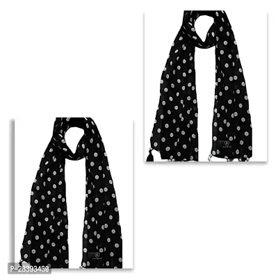 Elite Black Twill Printed Stole For Women Pack Of 2-thumb0