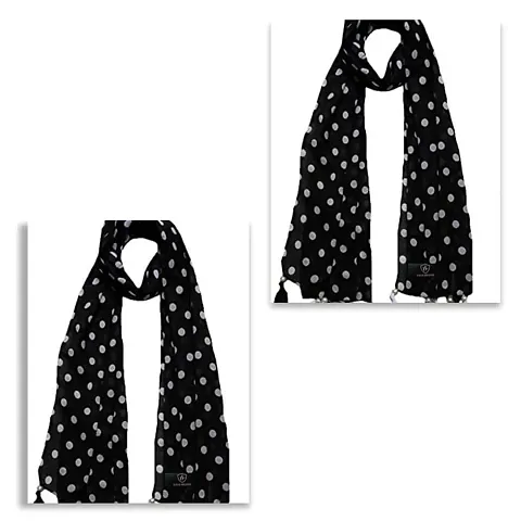 Elite Black Twill Printed Stole For Women Pack Of 2