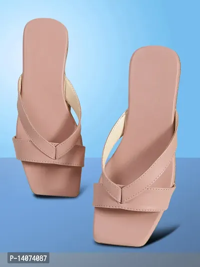 Stylish Peach Synthetic With PVC Sole Fashion Flats For Women