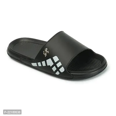 Stylish Black Rexine Solid Sliders For Men-thumb2