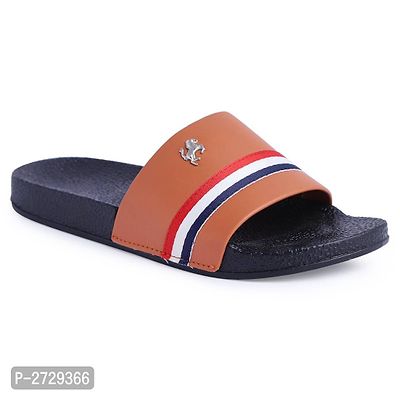 Brown  Black Synthetic Casual Stylish Slide Slippers for Men-thumb0