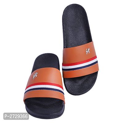 Brown  Black Synthetic Casual Stylish Slide Slippers for Men-thumb2