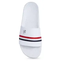 White Stripped Synthetic Casual Stylish Slide Slippers for Men-thumb3