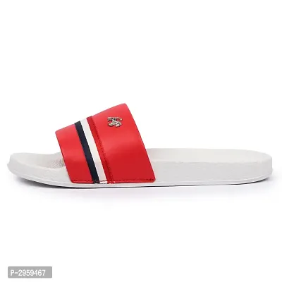 Men's White Red EVA Self Design Flip Flops-thumb2