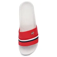Men's White Red EVA Self Design Flip Flops-thumb3