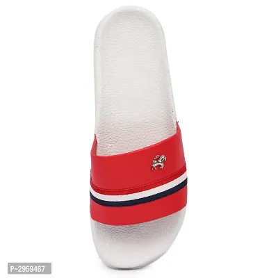 Men's White Red EVA Self Design Flip Flops-thumb4