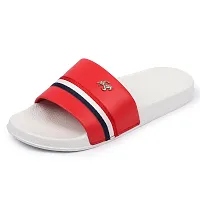 Men's White Red EVA Self Design Flip Flops-thumb4