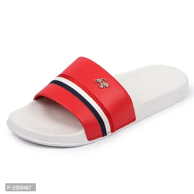 Men's White Red EVA Self Design Flip Flops-thumb5