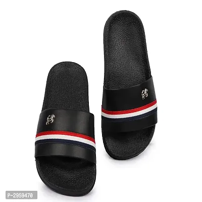 Men's Black EVA Self Design Flip Flops-thumb0