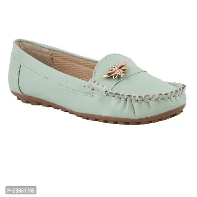 Elegant Sea Green Rexine Solid Bellies For Women-thumb2