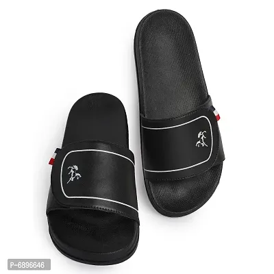 Black Rexine Flip Flops For Men-thumb5