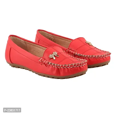 Elegant Red Rexine Solid Bellies For Women
