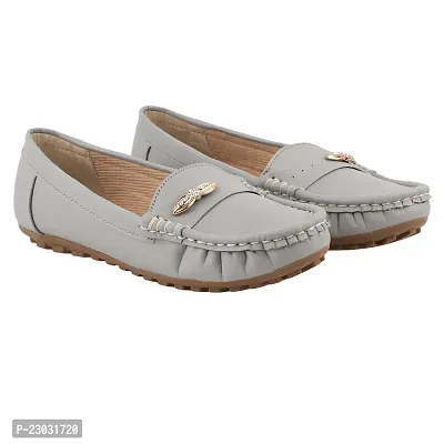 Elegant Grey Rexine Solid Bellies For Women