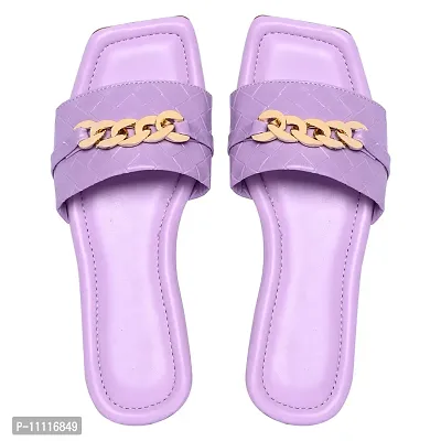 Elegant Purple Rexine Solid Sandals For Women-thumb0