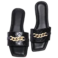 Elegant Black Rexine Solid Sandals For Women-thumb4