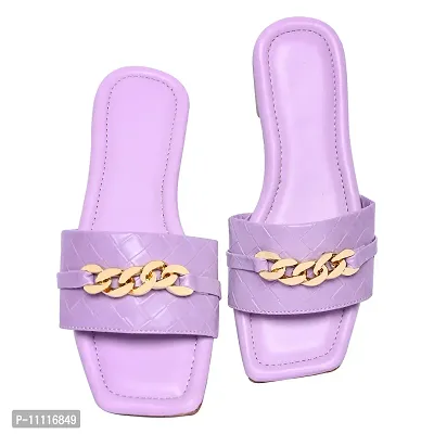 Elegant Purple Rexine Solid Sandals For Women-thumb5