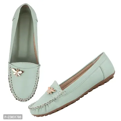 Elegant Sea Green Rexine Solid Bellies For Women-thumb5