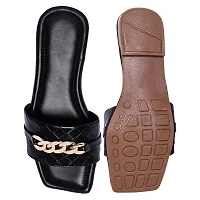 Elegant Black Rexine Solid Sandals For Women-thumb3