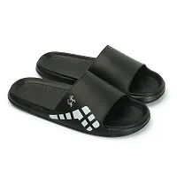 Stylish Black Rexine Solid Sliders For Men-thumb3