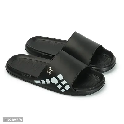 Stylish Black Rexine Solid Sliders For Men-thumb4