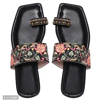 Elegant Printed Rexine Solid Sandals For Women-thumb0