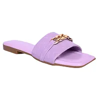 Elegant Purple Rexine Solid Sandals For Women-thumb2
