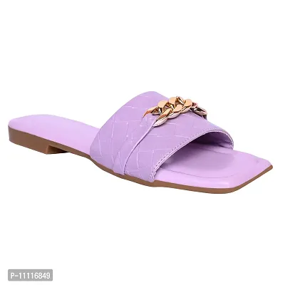 Elegant Purple Rexine Solid Sandals For Women-thumb3