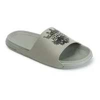 Stylish Grey Rexine Solid Sliders For Men-thumb1