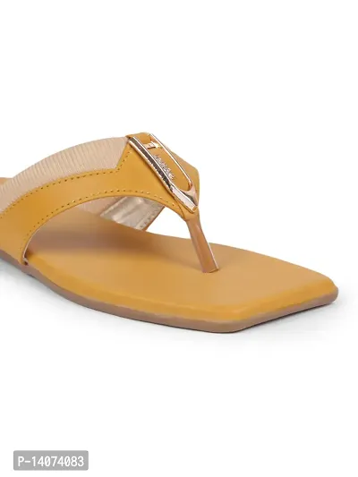 Stylish Mustard Synthetic With PVC Sole Fashion Flats For Women-thumb5