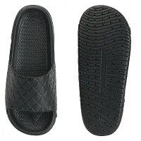 Stylish Black Rexine Solid Sliders For Men-thumb2