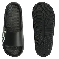 Stylish Black Rexine Solid Sliders For Men-thumb2