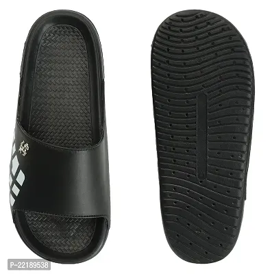 Stylish Black Rexine Solid Sliders For Men-thumb3