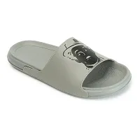Stylish Grey Rexine Solid Sliders For Men-thumb1