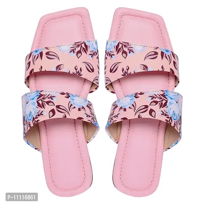 Elegant Pink Rexine Printed Sandals For Women-thumb0