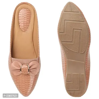 Elegant Peach Rexine Solid Fashion Flats For Women-thumb4