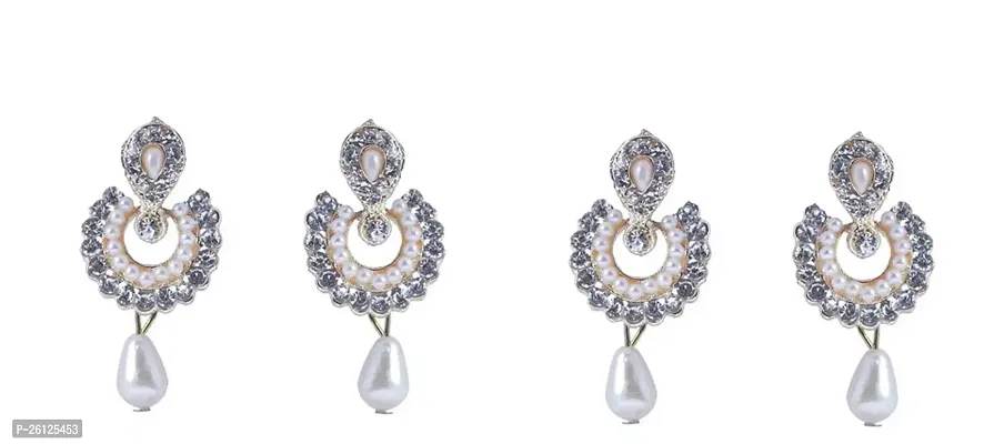 Twinkling White Brass  Drop Earrings Earrings For Women Pair Of 2