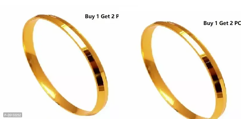 Stylish Gold Plated 2-14 Size Bracelet Kada For Men Pack Of 2-thumb0