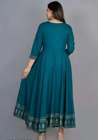 Stylish Blue Rayon Printed Kurta For Women-thumb2