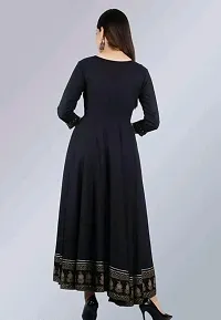 Stylish Black Rayon Printed Kurta For Women-thumb1