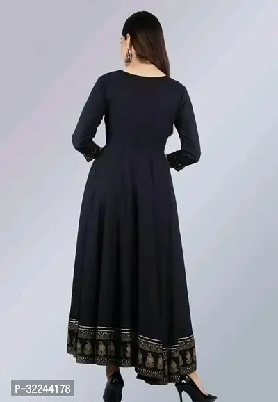 Stylish Black Rayon Printed Kurta For Women-thumb2