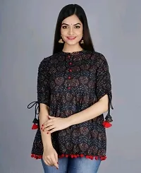 Stylish Multicoloured Rayon Printed Kurta For Women-thumb2