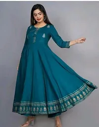 Stylish Blue Rayon Printed Kurta For Women-thumb1