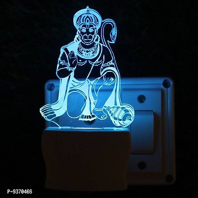 HANUMANJI 3D Optical Acrylic Night Lamp, 7 Colors RGB Auto Colour Changing LED Plug and Play Night Light, Office Light, Best for Gift - Pack of 1 (SD036,Multicolour, 3 Inch)-thumb0