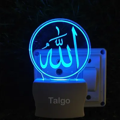 ALLAH 3D Optical Acrylic Night Lamp, 7 Colors RGB Auto Colour Changing LED Plug and Play Night Light, Office Light, Best for Gift - Pack of 1 (SD045,Multicolour, 3 Inch)