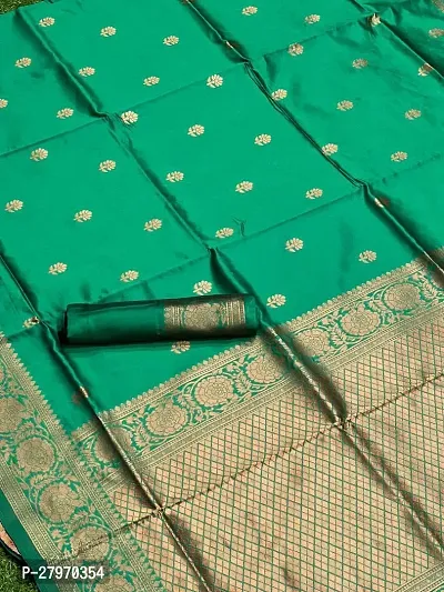 Stylish Green Banarasi Silk  Saree with Running Blouse-thumb4