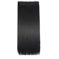 Thicklengths 22-Inch 5 Clip Black Straight Synthetic Hair Extension For Women and Girls Transform Your Look With Our Hair Extensions-thumb2