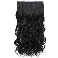 Thicklengths 22-Inch 5 Clip Black Wavy Synthetic Hair Extension For Women and Girls Transform Your Look With Our Hair Extensions-thumb1