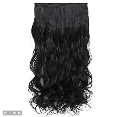 Thicklengths 22-Inch 5 Clip Black Wavy Synthetic Hair Extension For Women and Girls Transform Your Look With Our Hair Extensions-thumb2