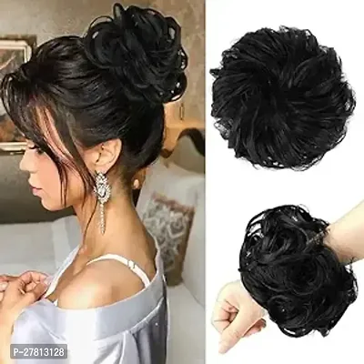Thicklengths Jet Black Hair Accessories For Women Stylish Juda Hair Buns Artificial Fake Donuts Maker Scrunchies, Best Messy Hair Buns For Women and Girls.-thumb0