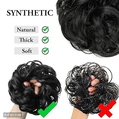 Thicklengths Jet Black Hair Accessories For Women Stylish Juda Hair Buns Artificial Fake Donuts Maker Scrunchies, Best Messy Hair Buns For Women and Girls.-thumb3